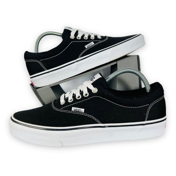 Vans Shoes Vans Era Skate Shoes Black Canvas White Mens 9 Poshmark